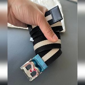 NWT Iconic Bally B Logo Classic Leather Belt in Black, Men's (Size 44)